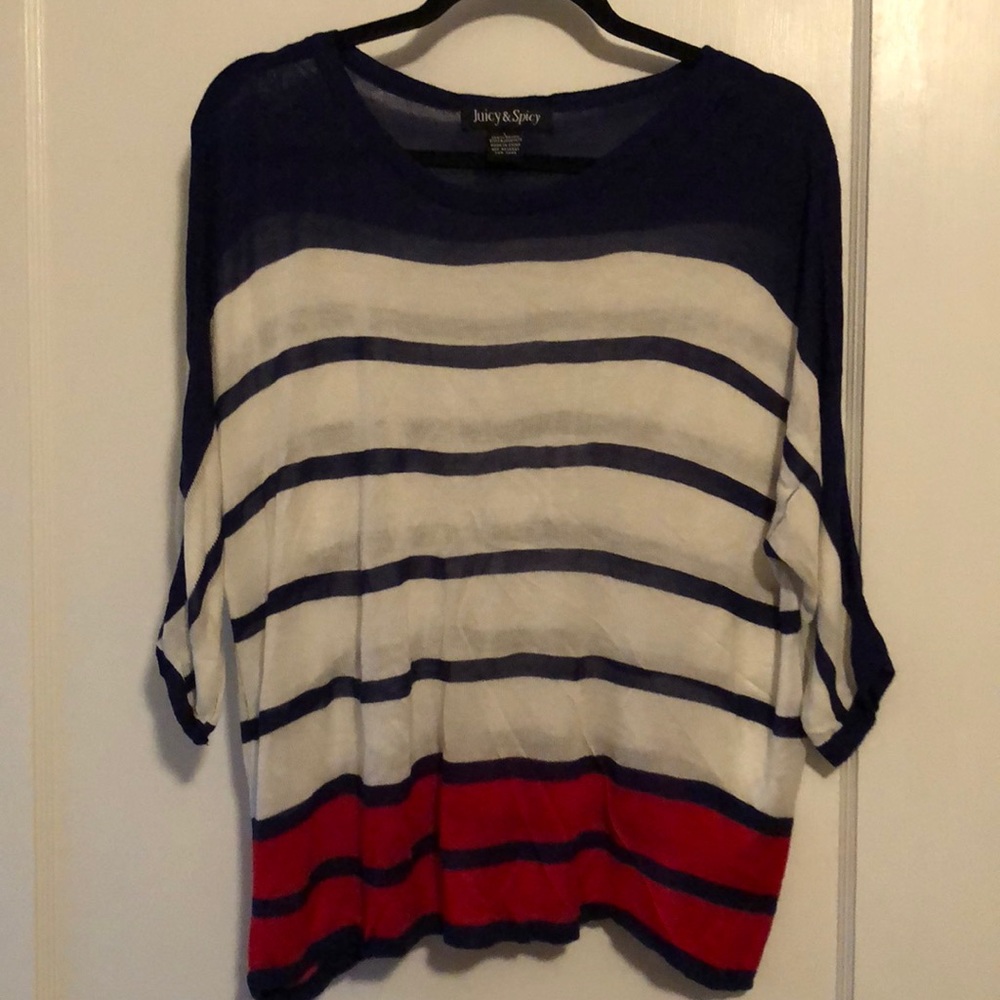 Red, white, and blue lightweight knit